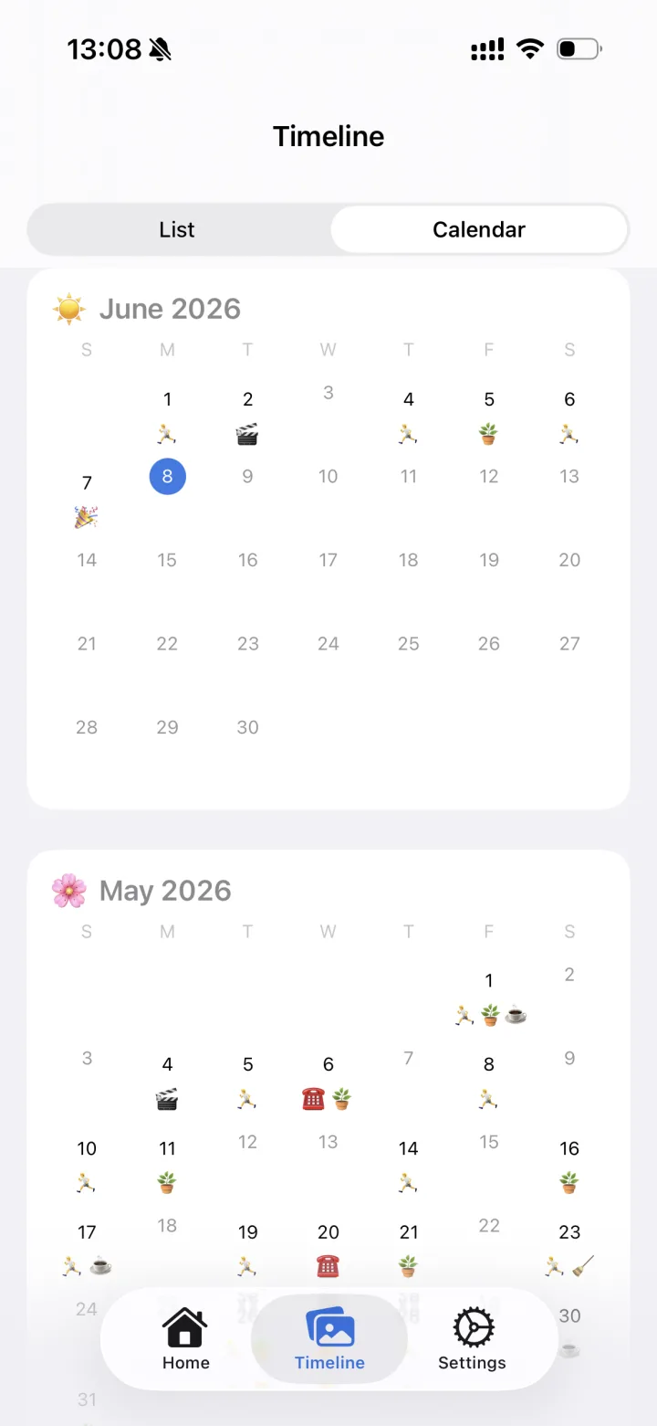Calendar screen
