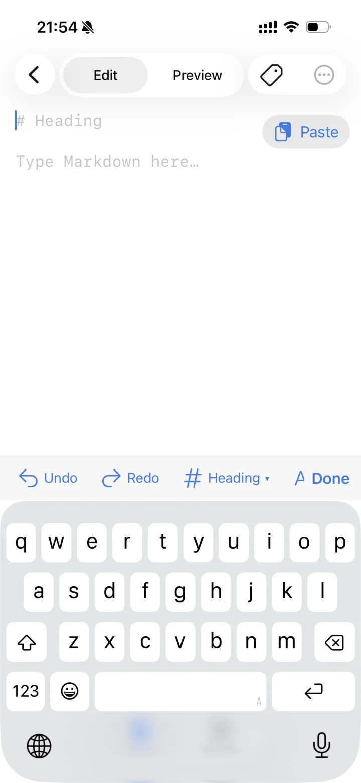 Editing screen for writing Markdown