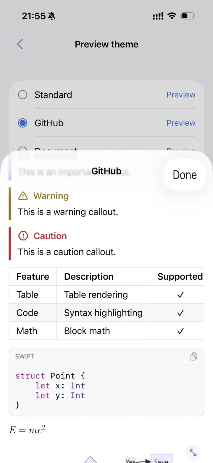 Choosing a preview theme