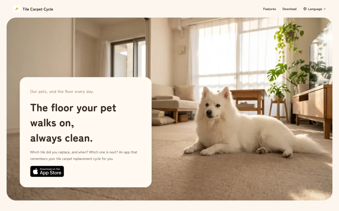 Tile Carpet Cycle landing page